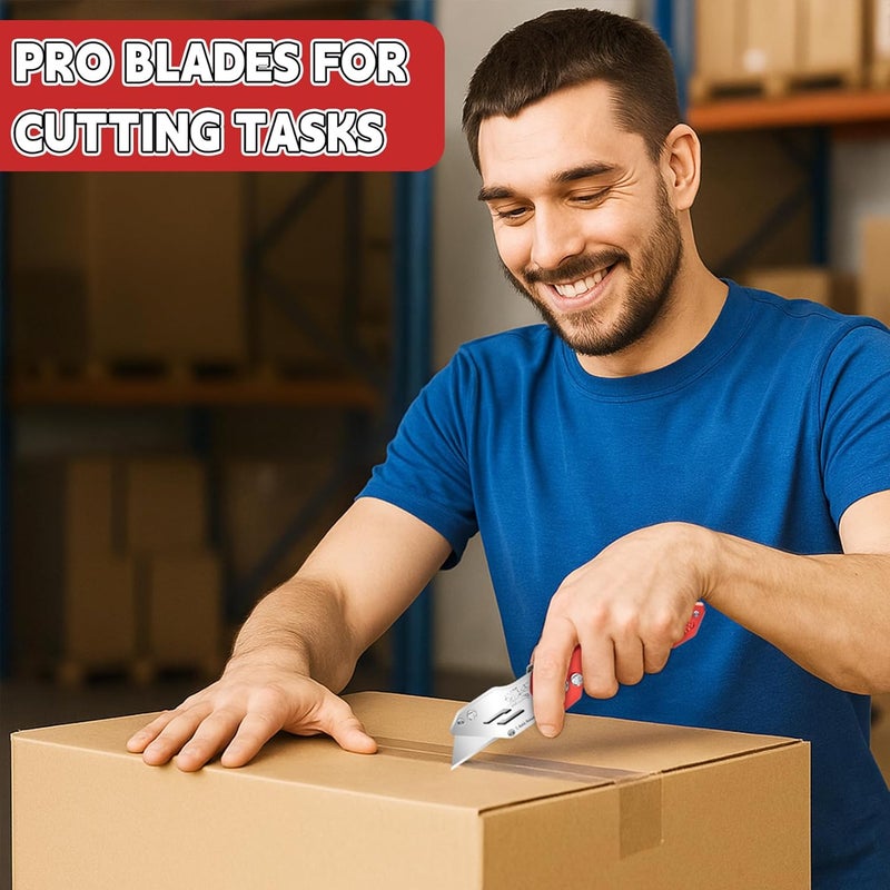 Jetmore 100 Pack Utility Knife Blades, SK5 Steel Box Cutter Blades, Standard Utility Blade Refills with Storage Box, Sharp Heavy Duty Razor Knife Blade Replacement for Box Cutter, Drywall - Image 5